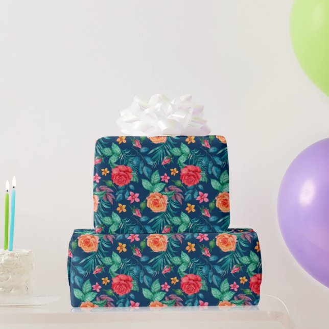 Papel de embrulho de casamento com rosas vermelhas (Presentes para festas)