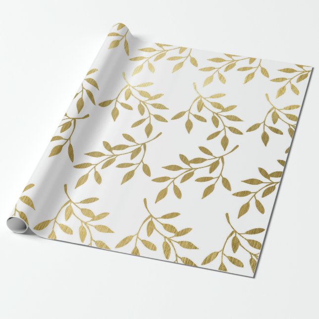 Papel de embrulho de casamento de folha botânica e (Desenrolado)