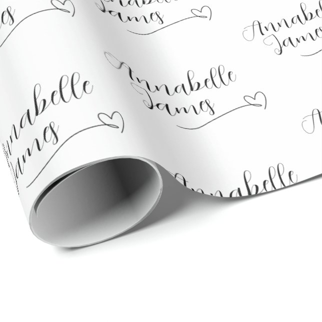 Papel de Embrulho de Casamento Nomes dos Casais Pr (Ponta do rolo)