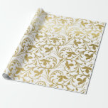 Papel de embrulho de casamento padrão floral doura<br><div class="desc">Dar presentes de casamento num padrão floral damasco dourado falso torna uma apresentação incrível. Ideal para recém-casados,  chá de noiva,  presentes para novas casas,  chá de noivado e mais.</div>