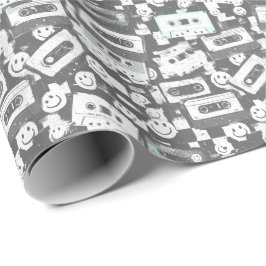 Papel de embrulho de cassete e carinha sorridente