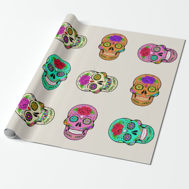 Papel de embrulho de caveiras açucaradas (Desenrolado)