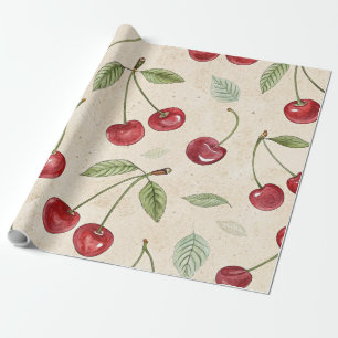 Papel de embrulho de cereja em aquarela