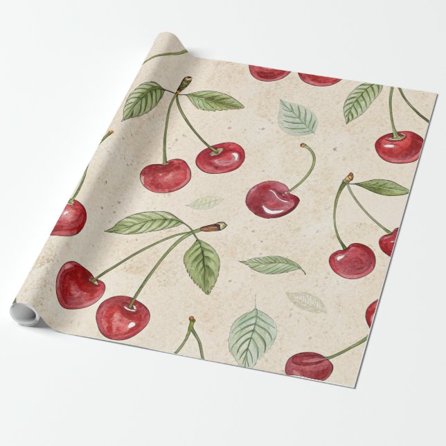 Papel de embrulho de cereja em aquarela (Desenrolado)