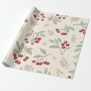 Papel de embrulho de cereja em aquarela vintage