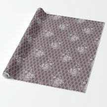 Papel de embrulho de cesta floral vintage em taupe