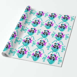 Papel de embrulho de chá de Natal Panda
