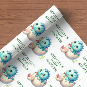 Papel de embrulho de chuveiro de dinossauro bebê p