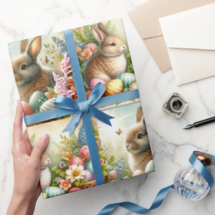 Papel de embrulho de coelho de Páscoa Collage