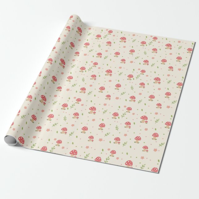 Papel de embrulho de cogumelo florestal fofo (Desenrolado)