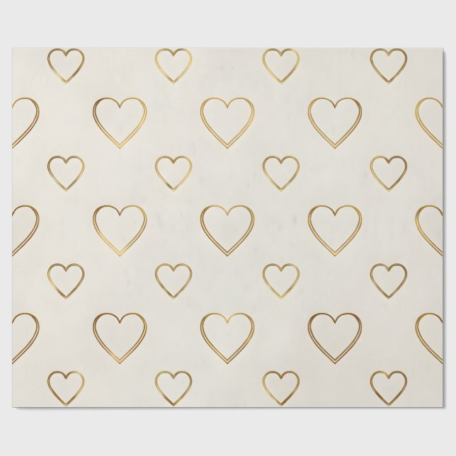 Papel de embrulho de coração cor dourada (Aberto)