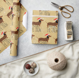 Papel de embrulho de Dachshund na neve
