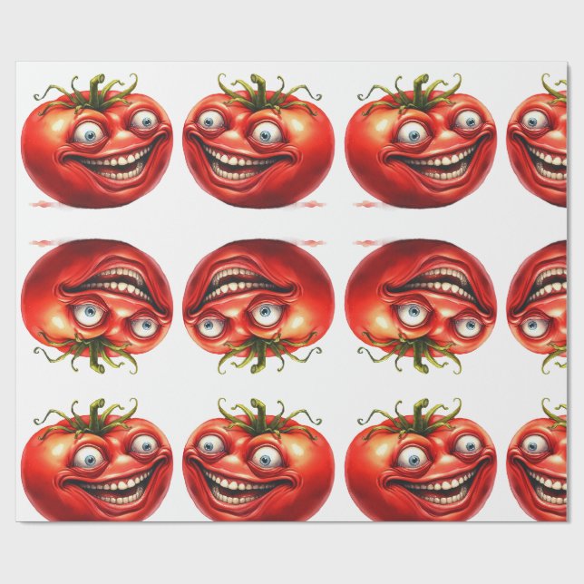 Papel de embrulho de desenho animado de tomate fel (Aberto)