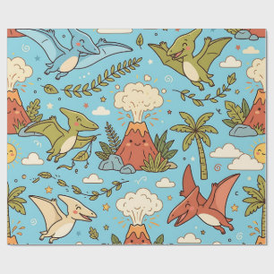 Papel de embrulho de dinossauro Pterodáctilo Fofo