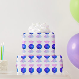 Papel de embrulho de doce azul e rosa