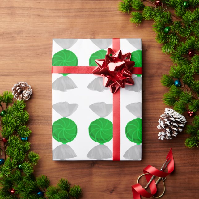 Papel de embrulho de doce verde e branco (Presente de Natal)
