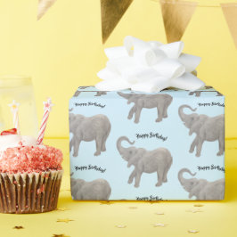 Papel de embrulho de elefante azul claro