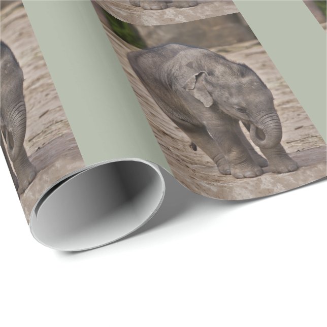 Papel de embrulho de elefante bebê (Ponta do rolo)