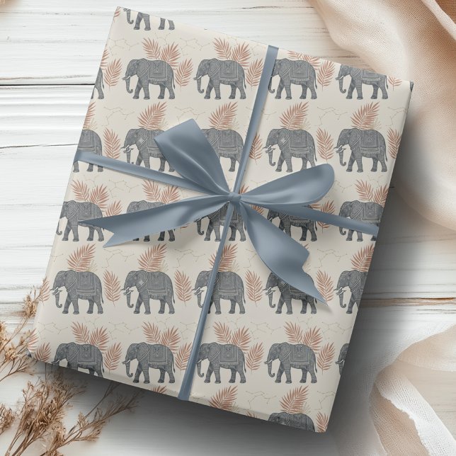 Papel de embrulho de elefante boho elegante (Criador carregado)