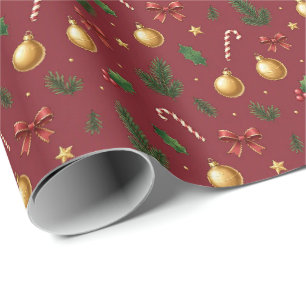 Papel de embrulho de enfeite de Natal elegante 