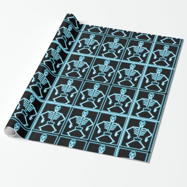 Papel de embrulho de esqueleto azul elétrico (Desenrolado)
