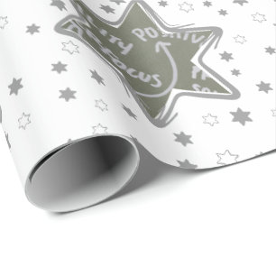Papel de embrulho de estrelas de Natal com foto pe