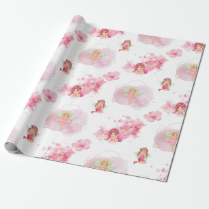 Papel de embrulho de fada rosa bonito para raparig
