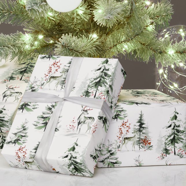 Papel de embrulho de férias de floresta de inverno (Criador carregado)