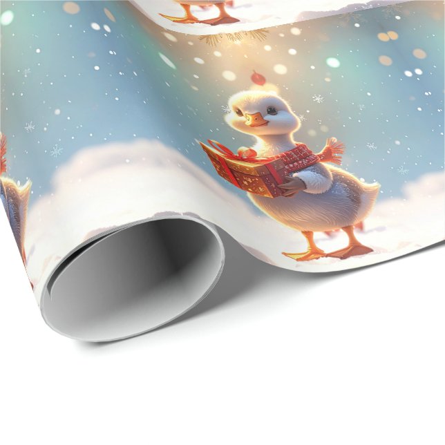 Papel de embrulho de férias do pequeno pato (Ponta do rolo)