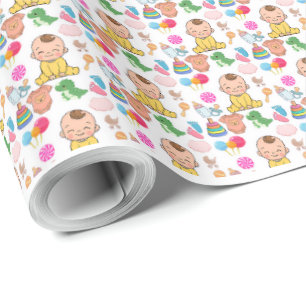 Papel de embrulho de festa de bebê com padrão de b