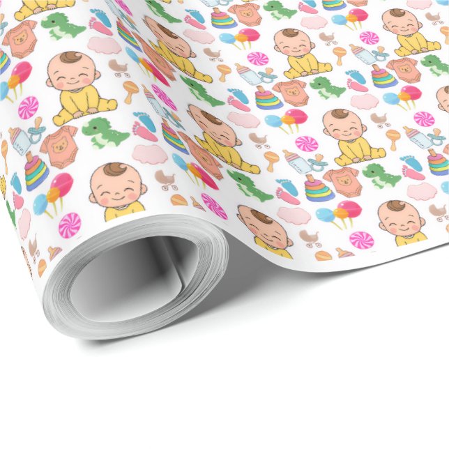 Papel de embrulho de festa de bebê com padrão de b (Ponta do rolo)