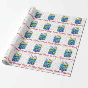 Papel de embrulho de festa de confete de bolo de a
