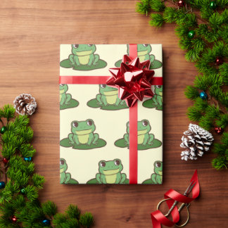 Papel de embrulho de festa de rã verde fofo