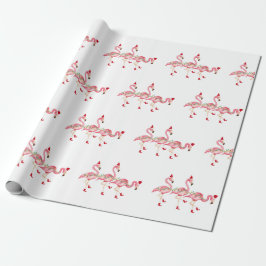 Papel de embrulho de flamingos de Natal