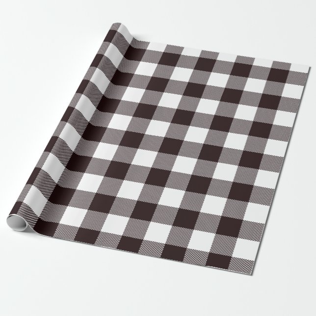 Papel de embrulho de flanela xadrez preto e branco (Desenrolado)