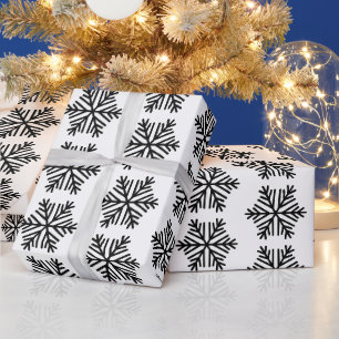Papel de embrulho de floco de neve preto e branco