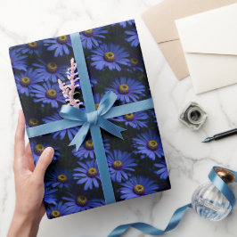 Papel de embrulho de flor de áster azul real