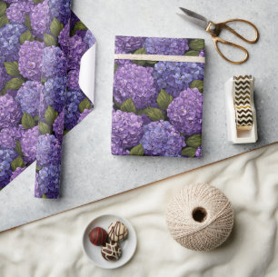 Papel de embrulho de flor de hortênsia serena e ou