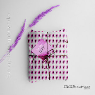 Papel de embrulho de flor rosa minimalista branco