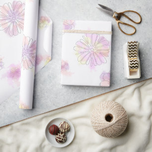 Papel de Embrulho de Flores de Primavera em Aquare