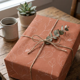 Papel de embrulho de flores de terracota moderno