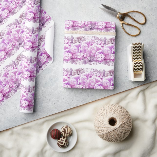 Papel de embrulho de flores monocromáticas rosa (Artesanato)