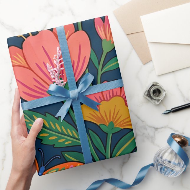 Papel de embrulho de flores silvestres mexicanas a (Presentear)