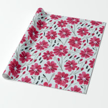 Papel de embrulho de flores vermelhas em aquarela