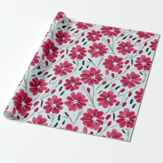 Papel de embrulho de flores vermelhas em aquarela
