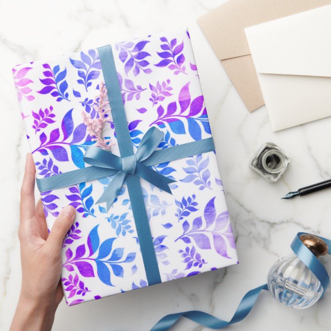 Papel de embrulho de folha de aquarela ombre azul  (Presentear)