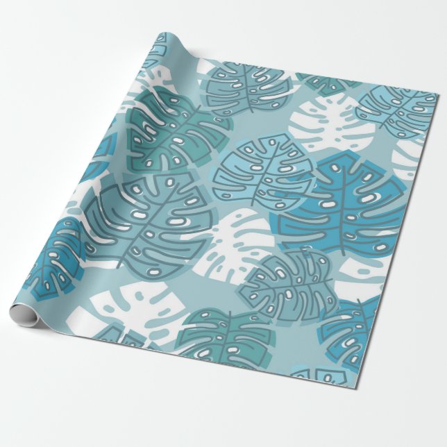 papel de embrulho de folhas azuis (Desenrolado)