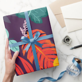 Papel de embrulho de folhas tropicais ousadas
