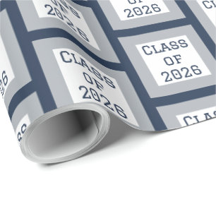 Papel de Embrulho de Formatura Azul e Cinza 2026