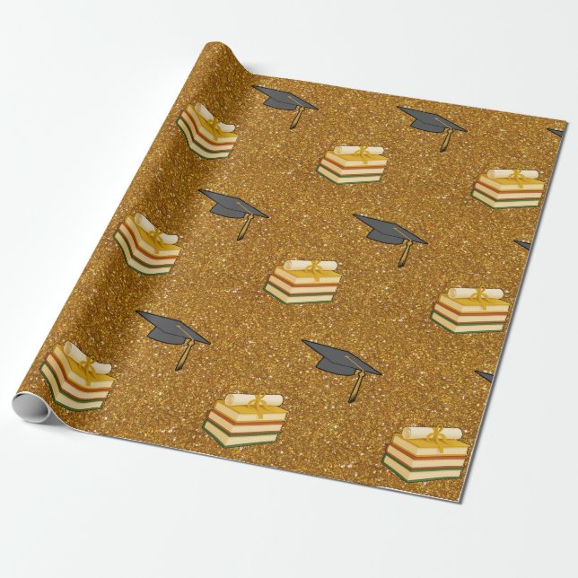 Papel de embrulho de formatura com brilho dourado (Desenrolado)